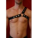 Chest harness "3 stripes", Exclusive, leather, black. Slingking™
