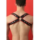 Shoulder Harness "Cross", leather, black/red....