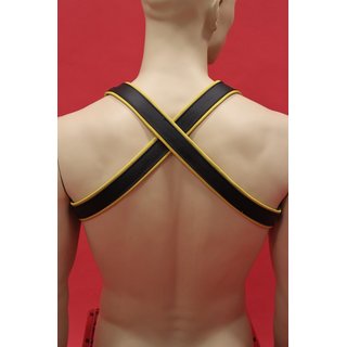 Harness Bulldogcross, leather, black/yellow. Slingking&trade;