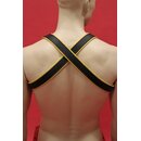 Harness "Bulldogcross", Leder, schwarz/gelb. Slingking™