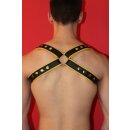 Shoulder Harness "Cross", leather, black/yellow L-XL
