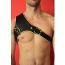 Shoulder Harness, leather, black/yellow L-XL