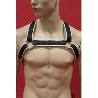 Harness "Bulldogcross", leather, black/white S-M