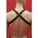 Harness "Bulldogcross", leather, black/yellow S-M