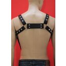 Bulldog chest harness, "V-Style", leather, black S-M