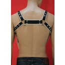 Bulldog chest harness, "V-Style", leather, black/white S-M