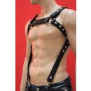 Bulldog chest harness, "Suspender", leather, black/black L-XL