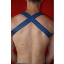 Chest harness "Bulldogcross", exlusive, leather, blue S-M
