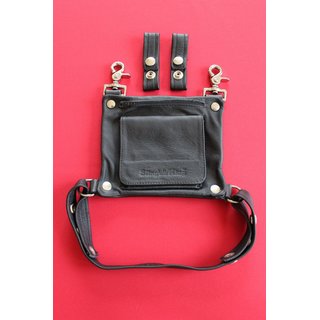 Leder Gürteltasche / Multi-Tasche, schwarz S-M