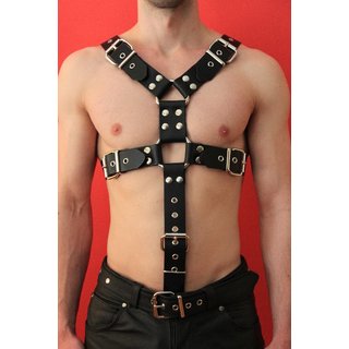Harness Y-Front, with penis strap, leather, black. Slingking&trade;