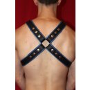 Harness "Y-Front", with penis strap, leather, black/blue. Slingking™