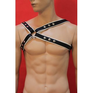Chest harness Freestyle, leather, black/white