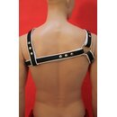 Chest harness "Freestyle", leather, black/white. Slingking™