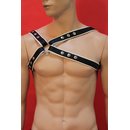 Chest harness Freestyle, leather, black/white....