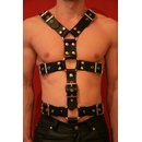 Harness Y-Front, two in one, leather, black....