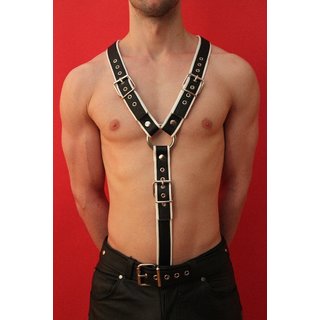 Harness Y-Design, exclusive, leather, black/white