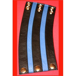 LEDERARMBAND mit Geldfach mit 2 blauen Streifen