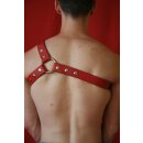Chest harness "3 stripes", exclusive, leather, red. Slingking™