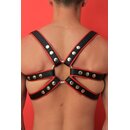 Chest harness "M", exclusive, leather, black/red. Slingking™