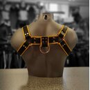 Chest harness "Bulldog", leather, black/yellow. Slingking™