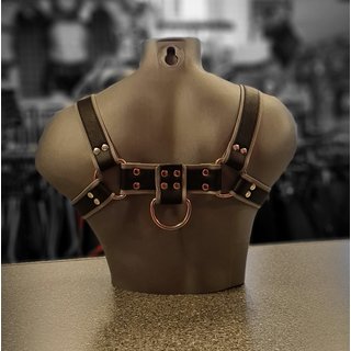 Chest harness Bulldog, leather, black/grey