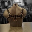 Chest harness "Bulldog", leather, black/grey. Slingking™