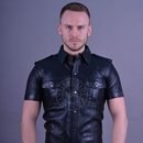Leather shirt, short sleeves, black. 2XL