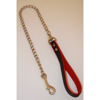 Lead chain with leather loop, black/red. Slingking™