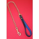 Lead chain with leather loop, black/blue. Slingking™