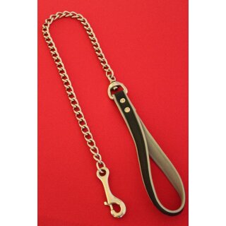 Lead chain with leather loop, black/grey. Slingking™