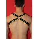 Shoulder Harness "Cross", leather, black/yellow. Slingking™