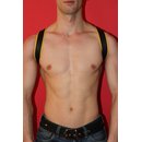 Shoulder Harness Cross, leather, black/yellow