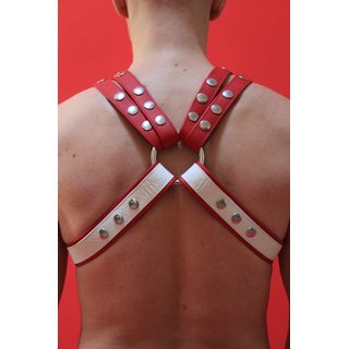Harness Cross M, leather, white/red. Slingking&trade;