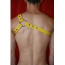 Brustharness "3 Streifen", Exklusiv, Leder, gelb. Slingking™