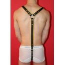 Harness "Y-Design", exclusive, leather, black/yellow. Slingking™