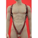 Harness V-Style, leather, red/black. Slingking&trade;